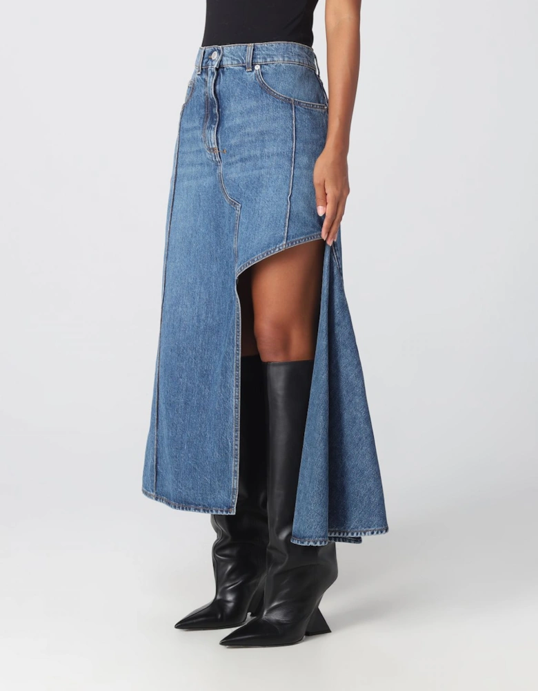 Asymmetrical Denim Maxi Skirt