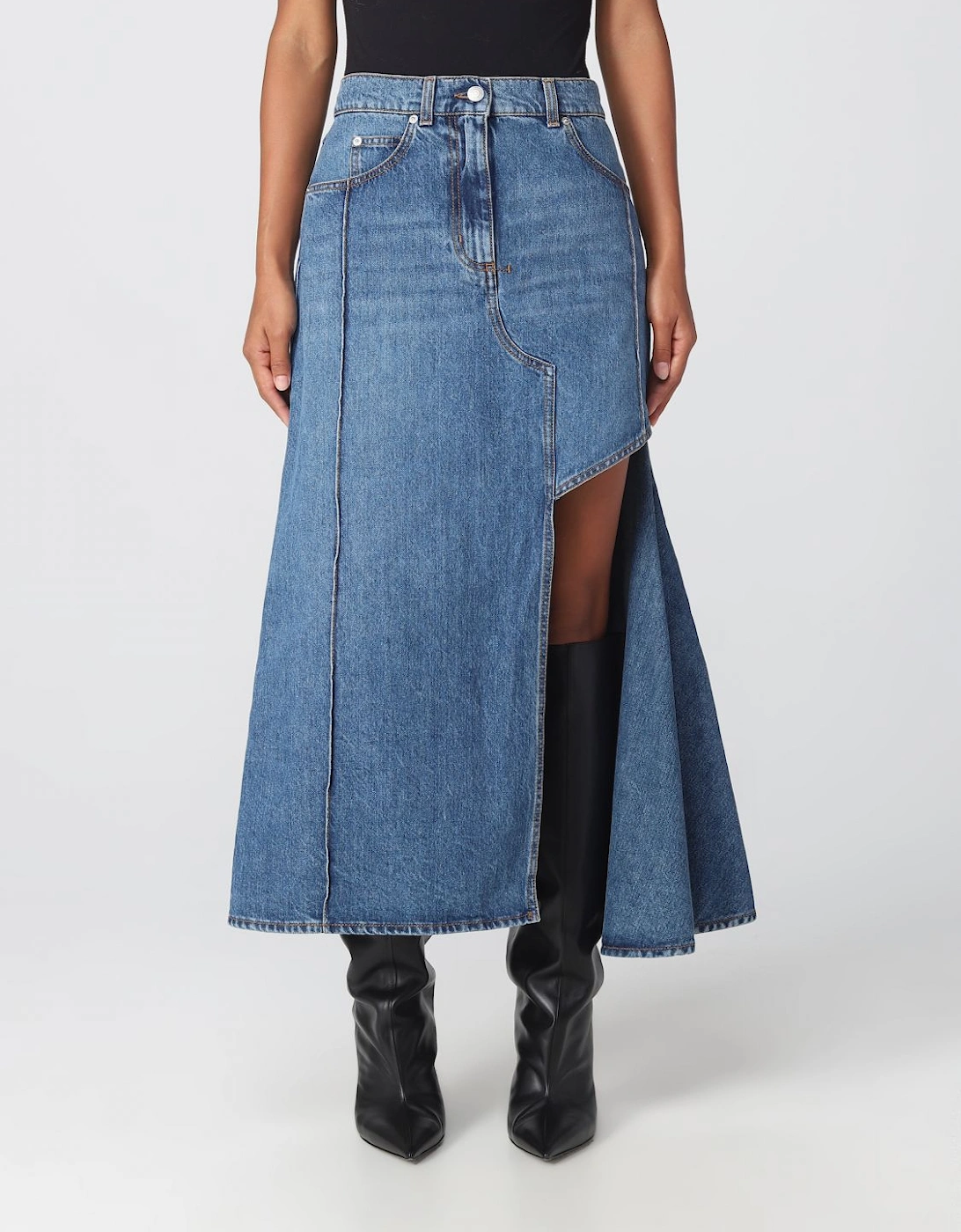 Asymmetrical Denim Maxi Skirt, 7 of 6
