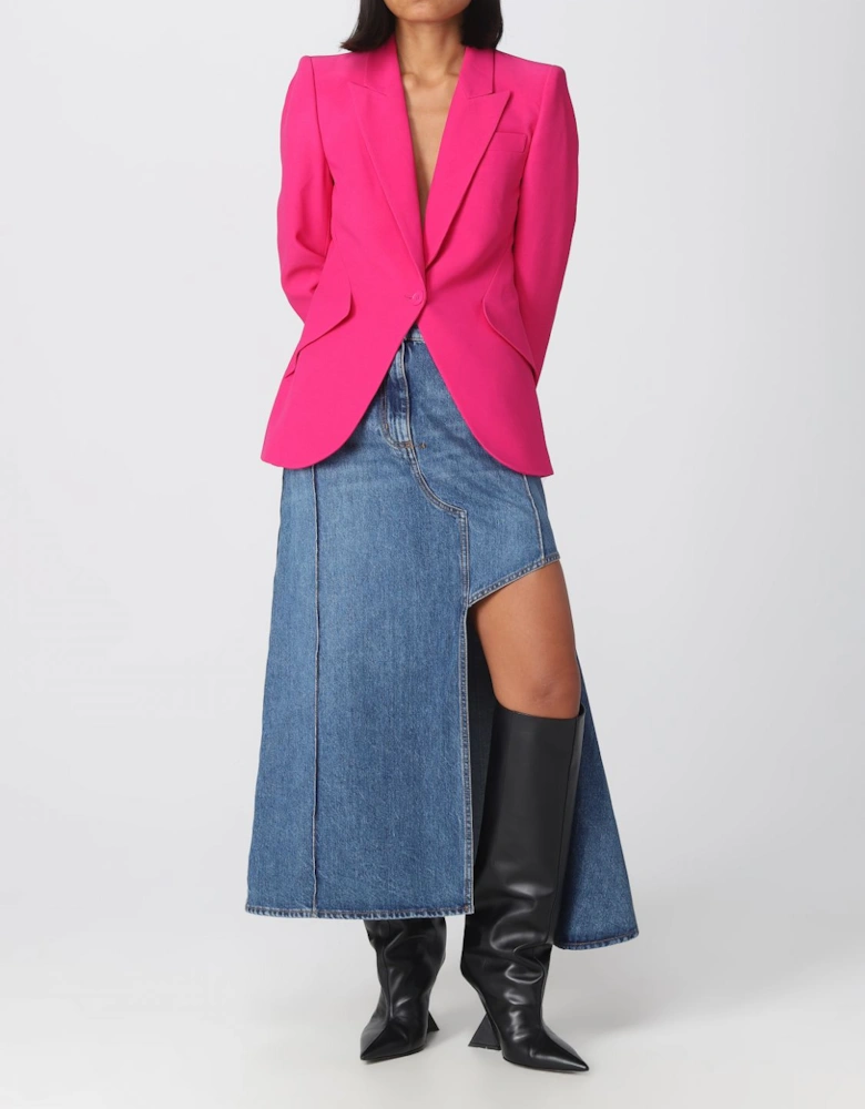 Asymmetrical Denim Maxi Skirt