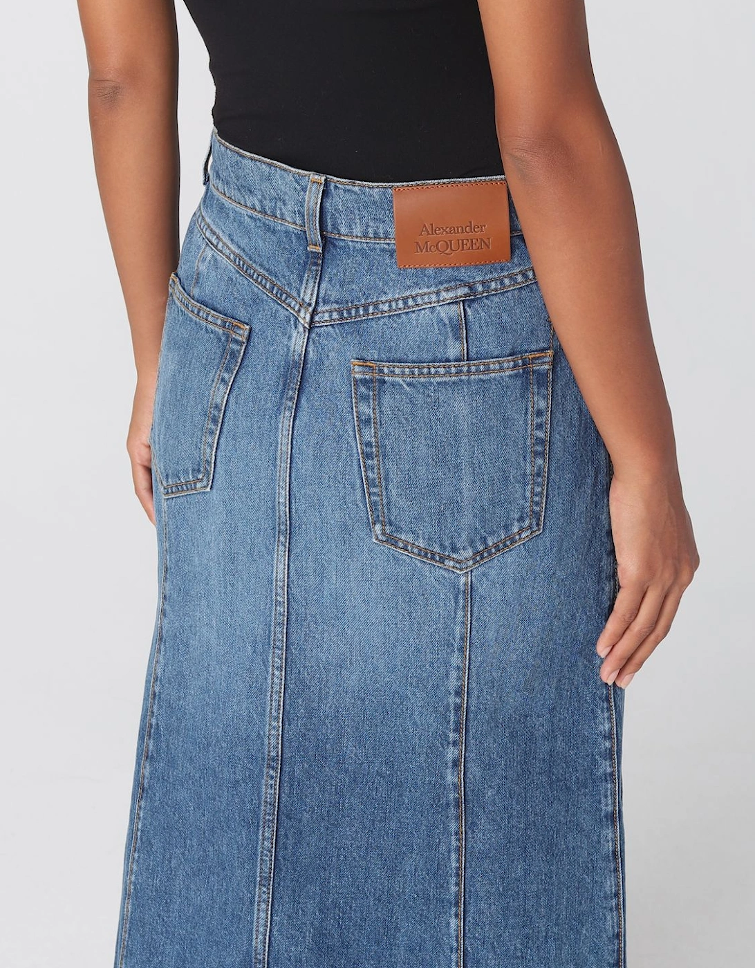 Asymmetrical Denim Maxi Skirt