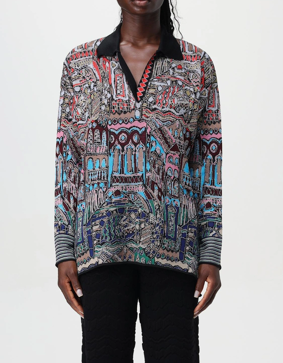 Knit Collared Top Geometric Design, 5 of 4