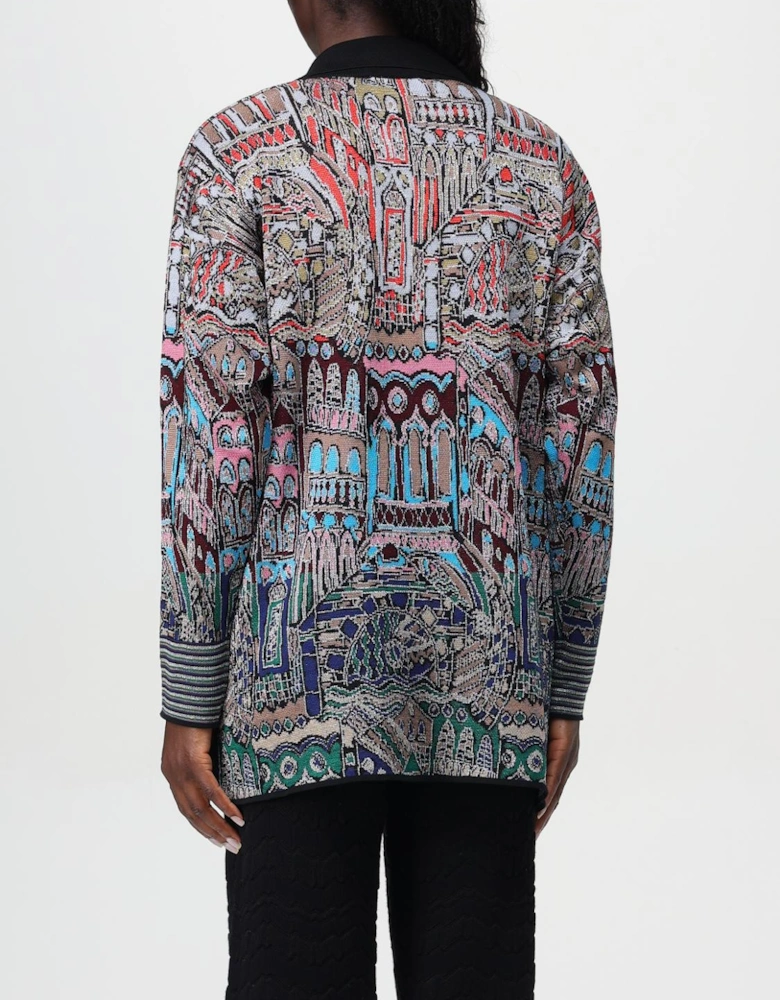 Knit Collared Top Geometric Design