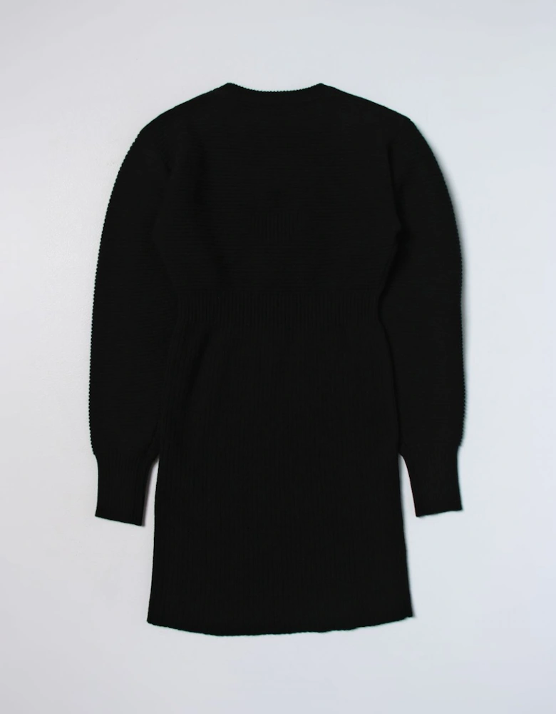 Ribbed Knit Mini Dress with Buttons