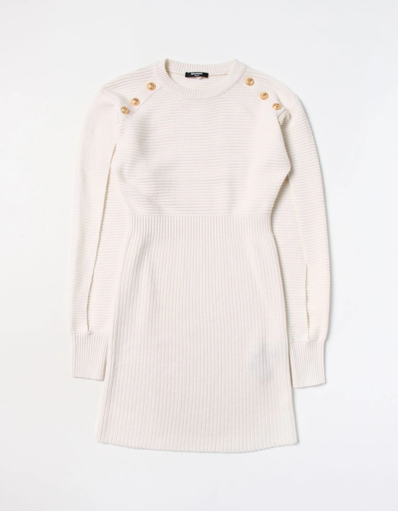 Ribbed Knit Mini Dress with Buttons