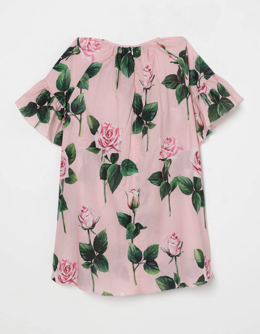 Rose Print Dress Ruffle Sleeves