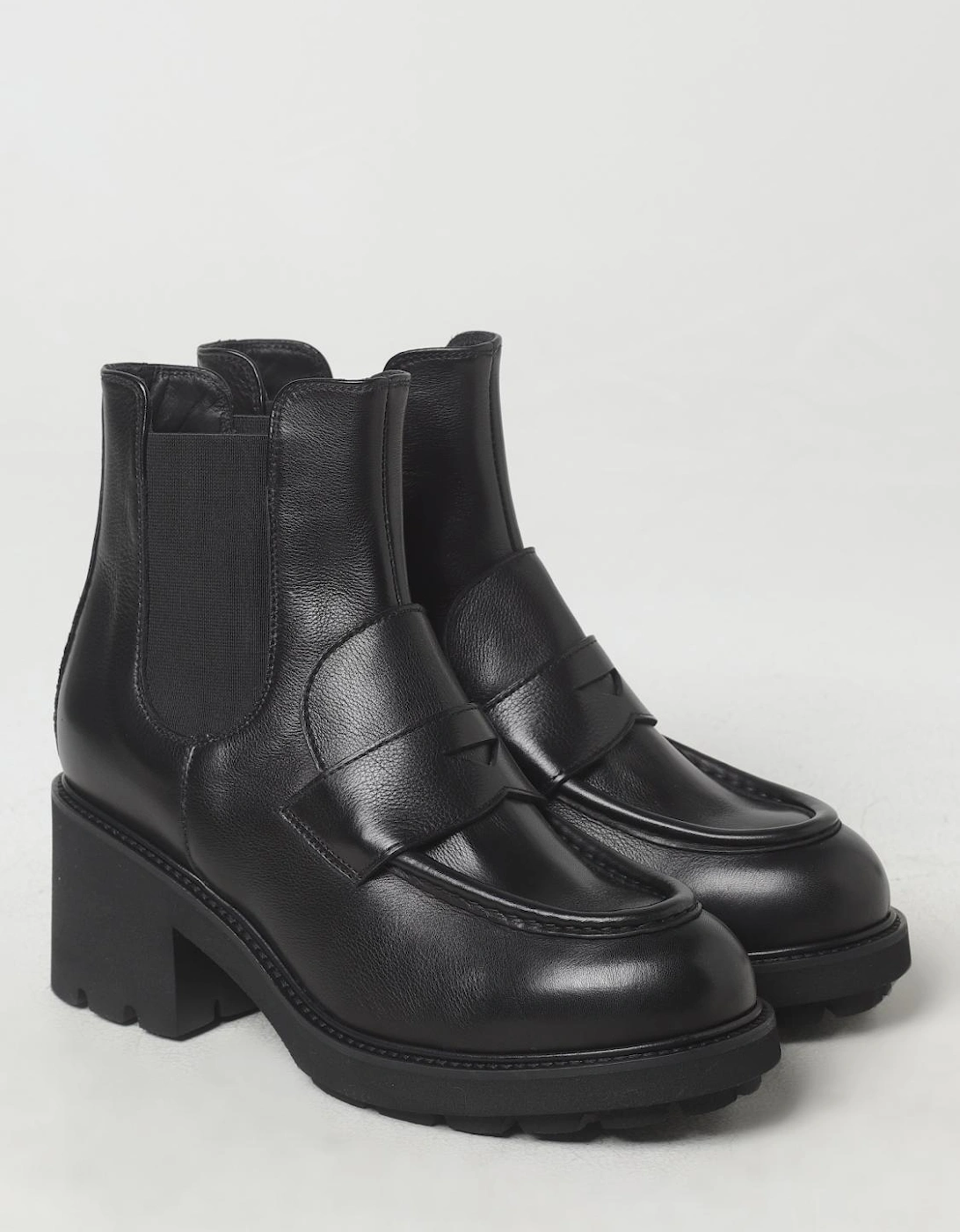 Leather Penny Loafer Ankle Boots