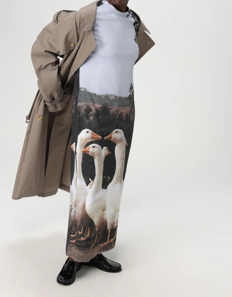 Geese Print Relaxed Jersey Dress