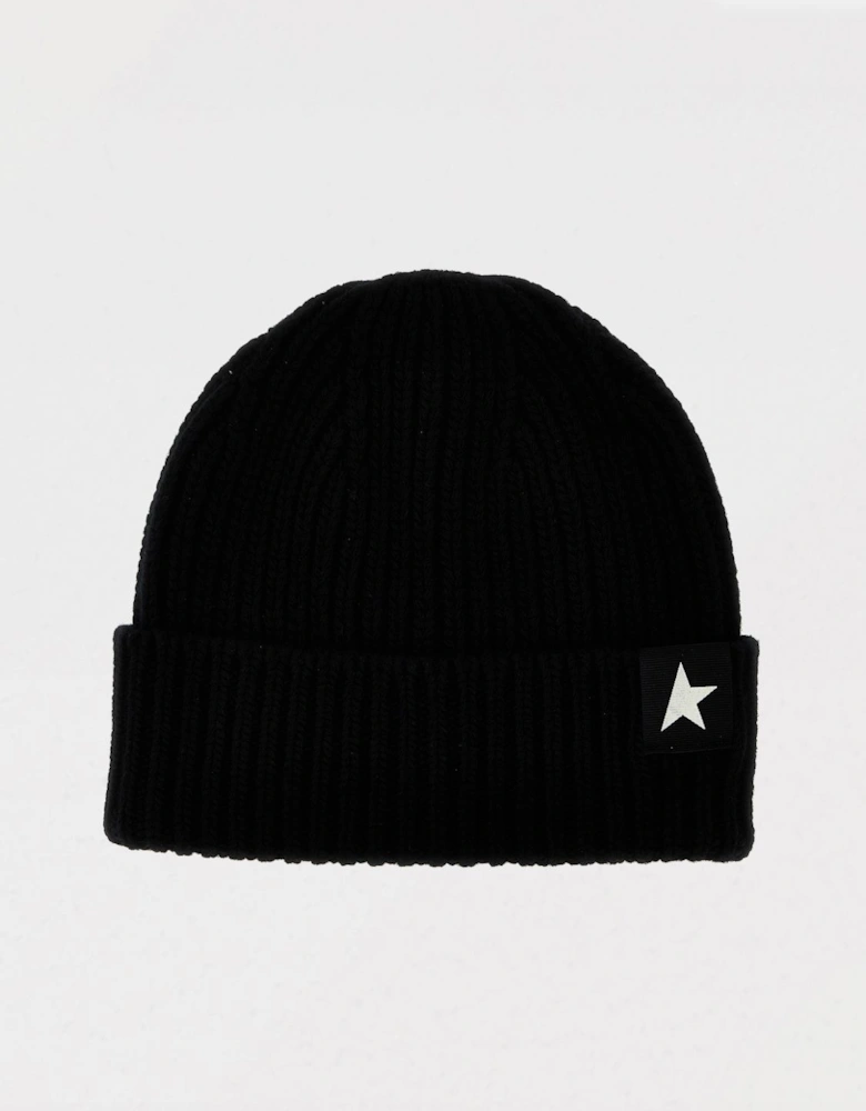 Ribbed Knit Beanie Star Patch