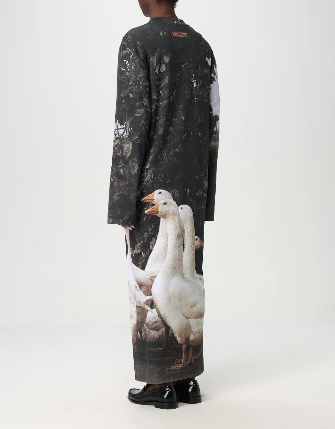 Geese Print Relaxed Jersey Dress