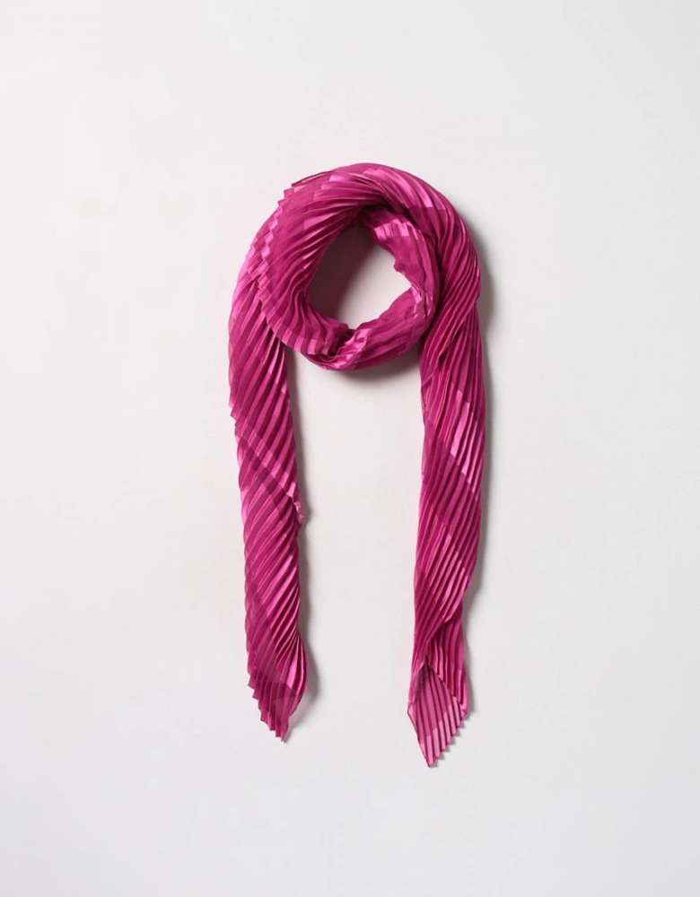 Pleated Silk Scarf Diagonal Stripes