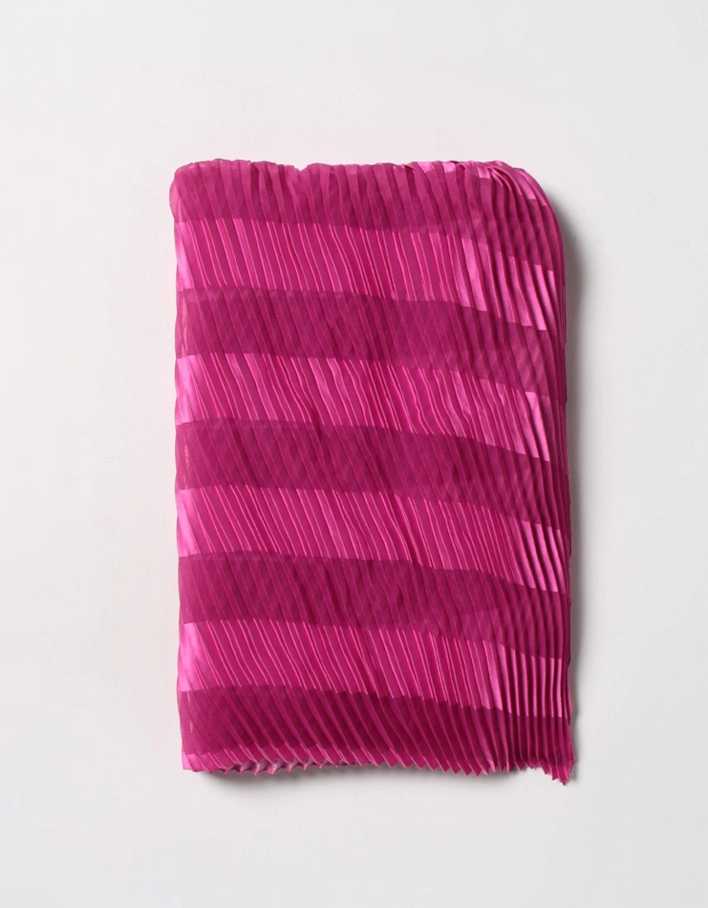 Pleated Silk Scarf Diagonal Stripes