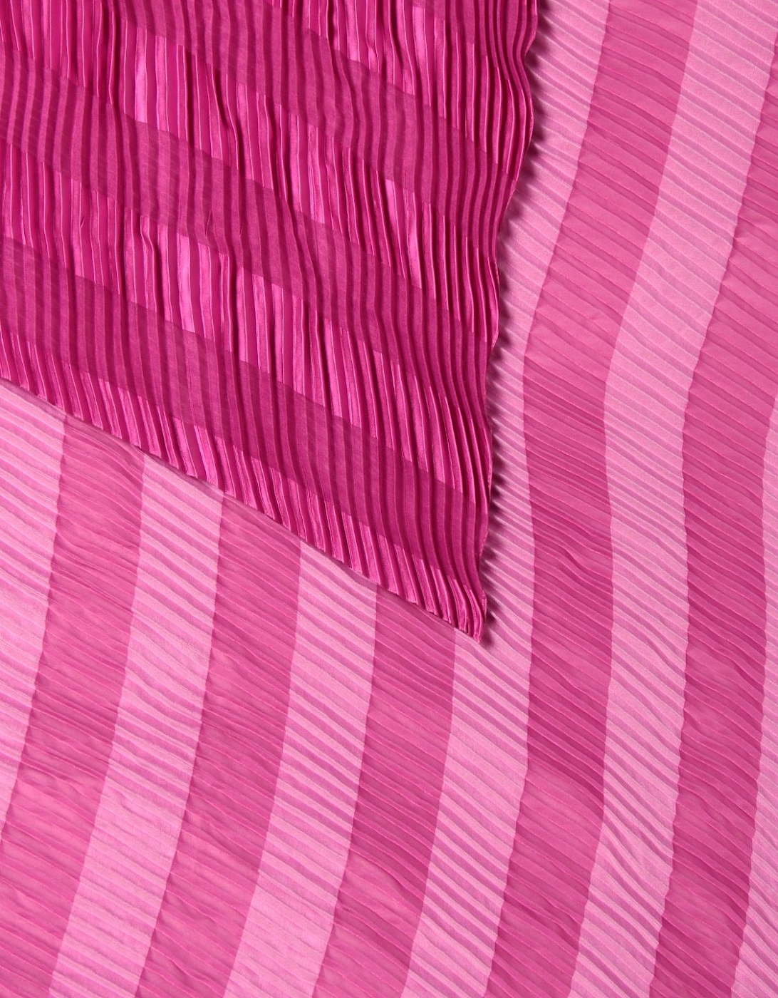 Pleated Silk Scarf Diagonal Stripes