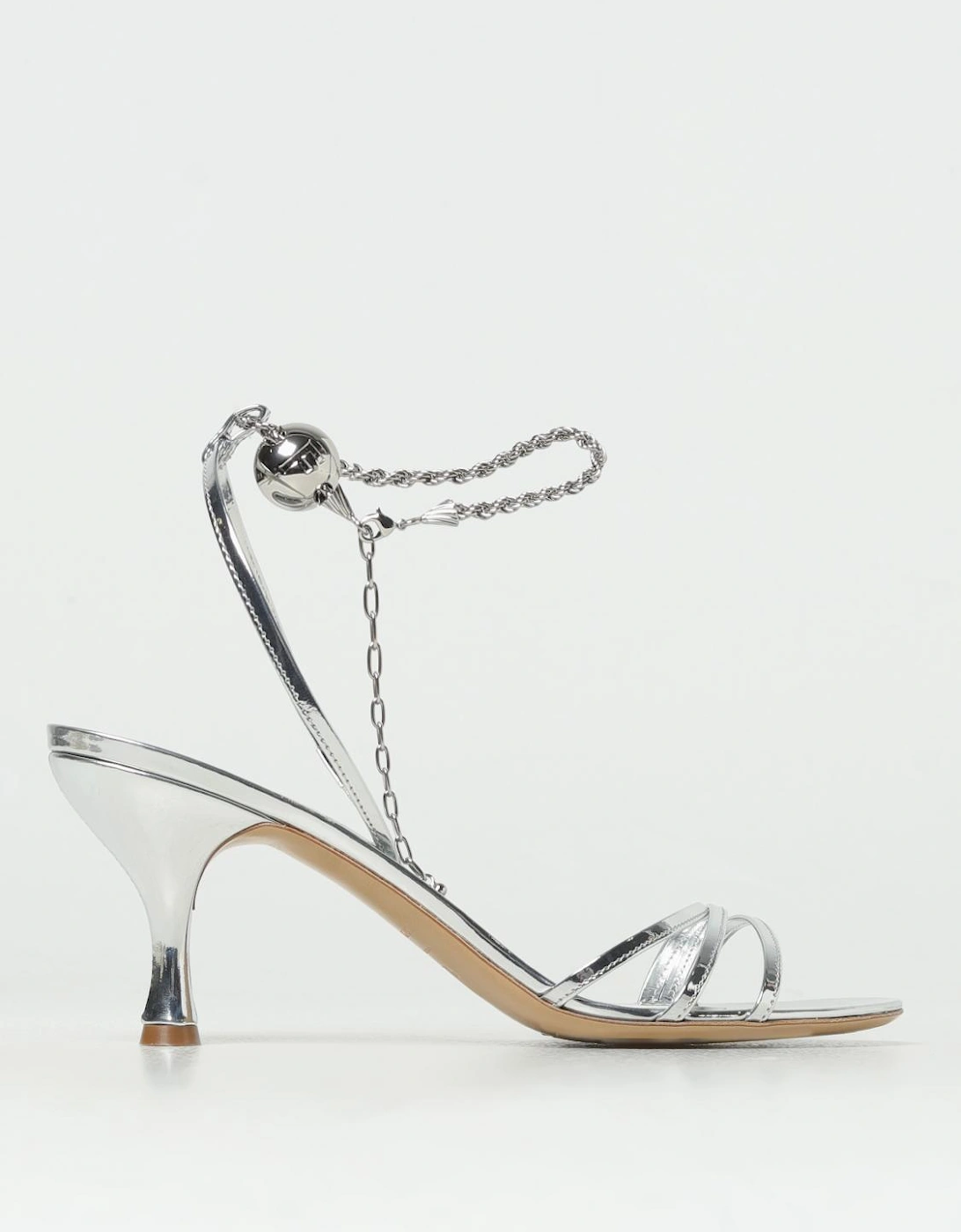 Metallic Leather Sandals with Chain, 5 of 4