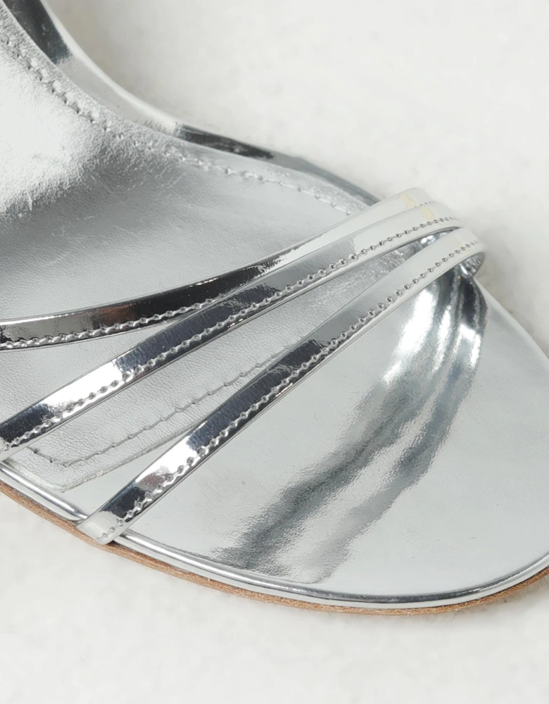 Metallic Leather Sandals with Chain