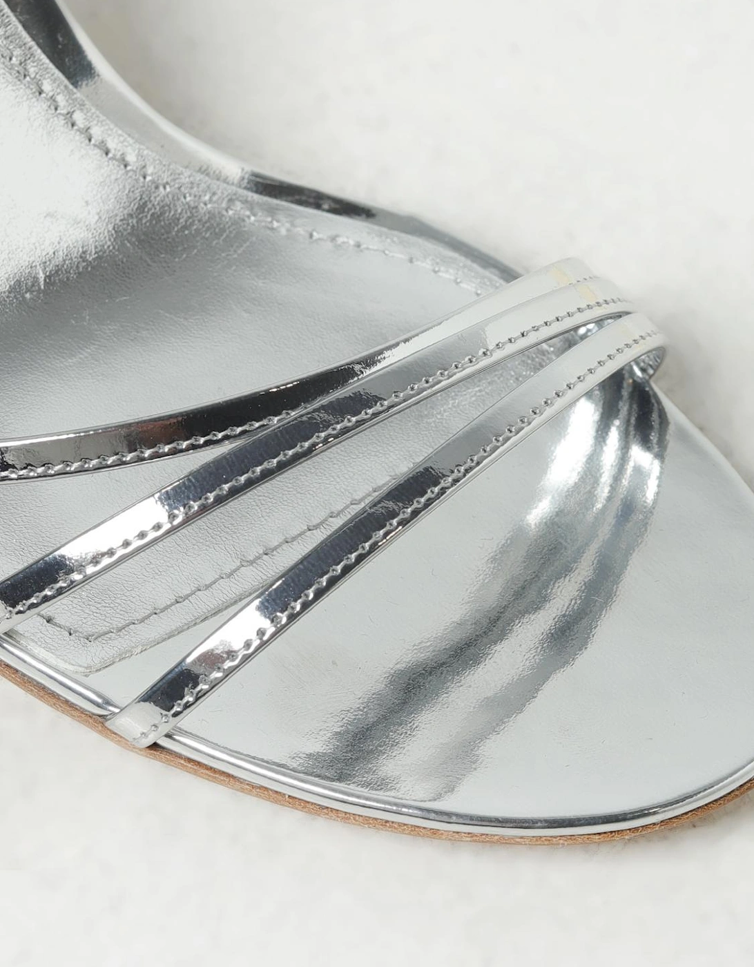 Metallic Leather Sandals with Chain