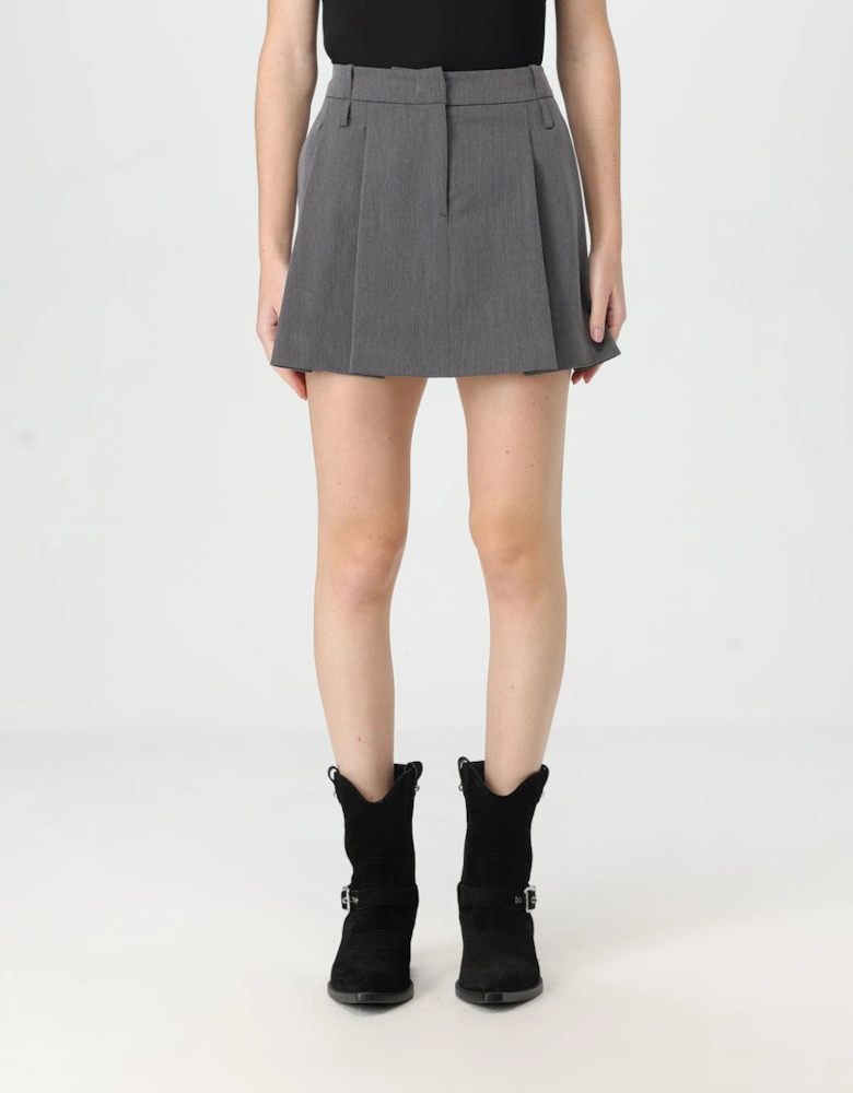 Pleated Mini Skirt Wool Blend