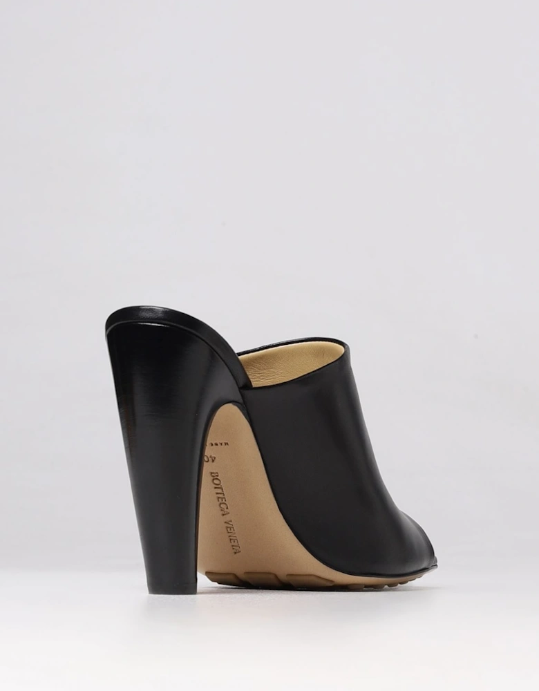 Padded Leather Mules Open Toe Heels
