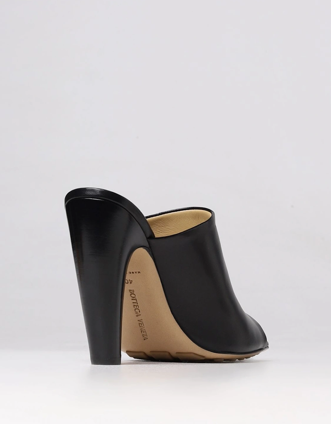 Padded Leather Mules Open Toe Heels