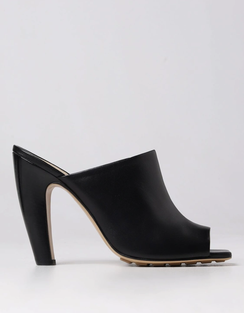 Padded Leather Mules Open Toe Heels