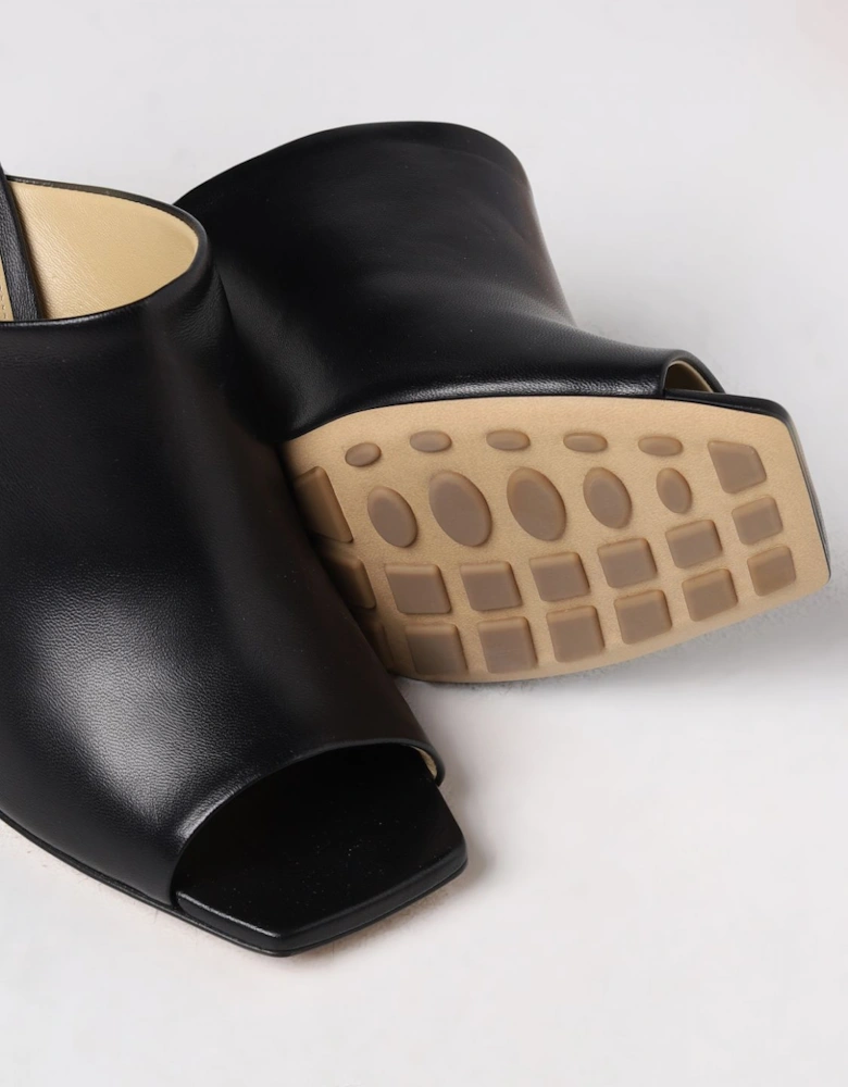Padded Leather Mules Open Toe Heels