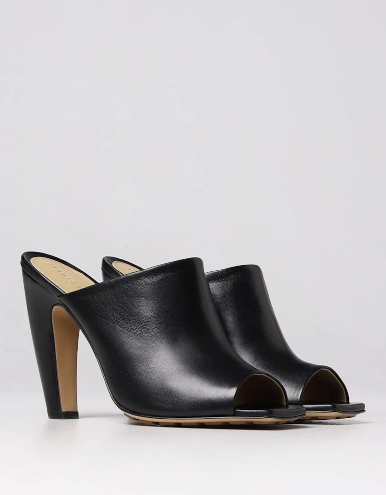 Padded Leather Mules Open Toe Heels