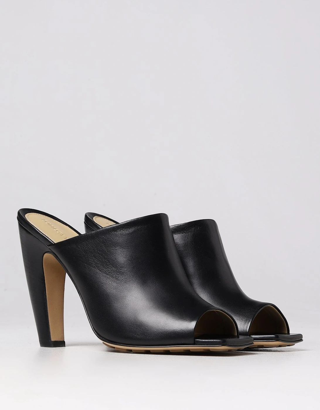 Padded Leather Mules Open Toe Heels