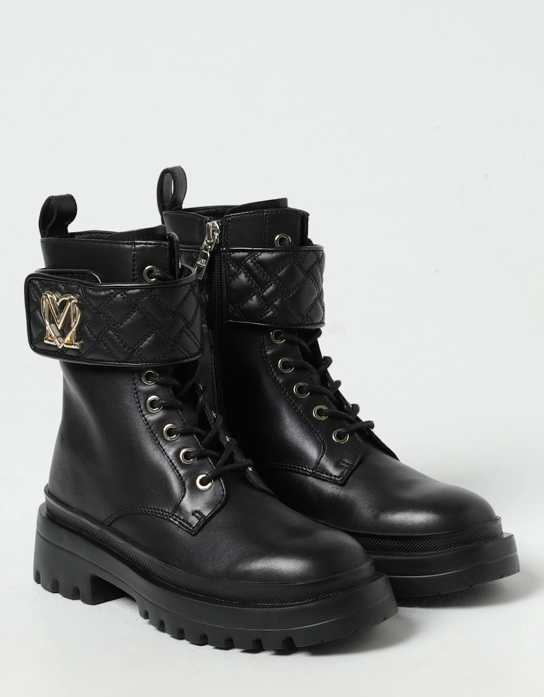 LaceUp Quilted Ankle Boots