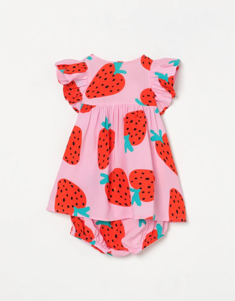 Strawberry Print Dress Bloomers Set