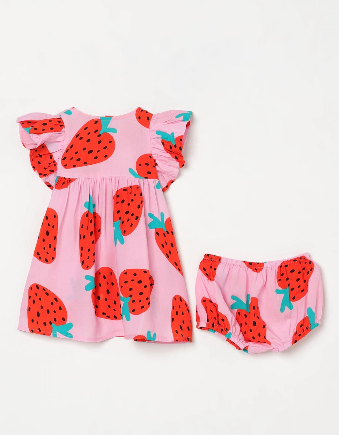 Strawberry Print Dress Bloomers Set