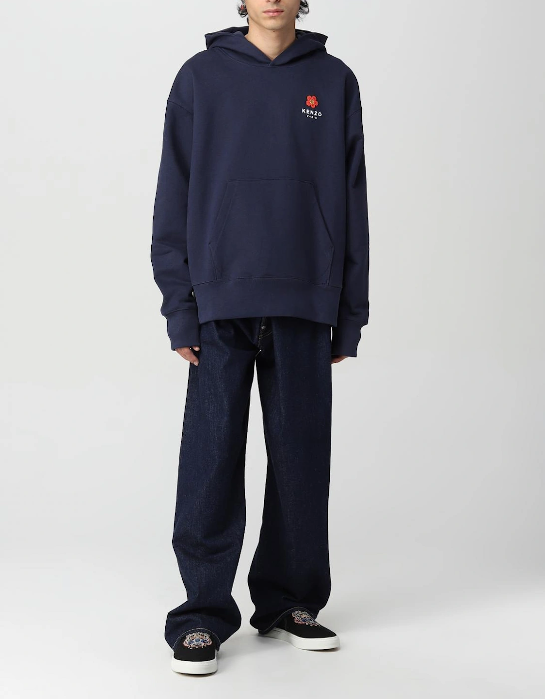 Sweatshirt with Embroidered Tiger Motif