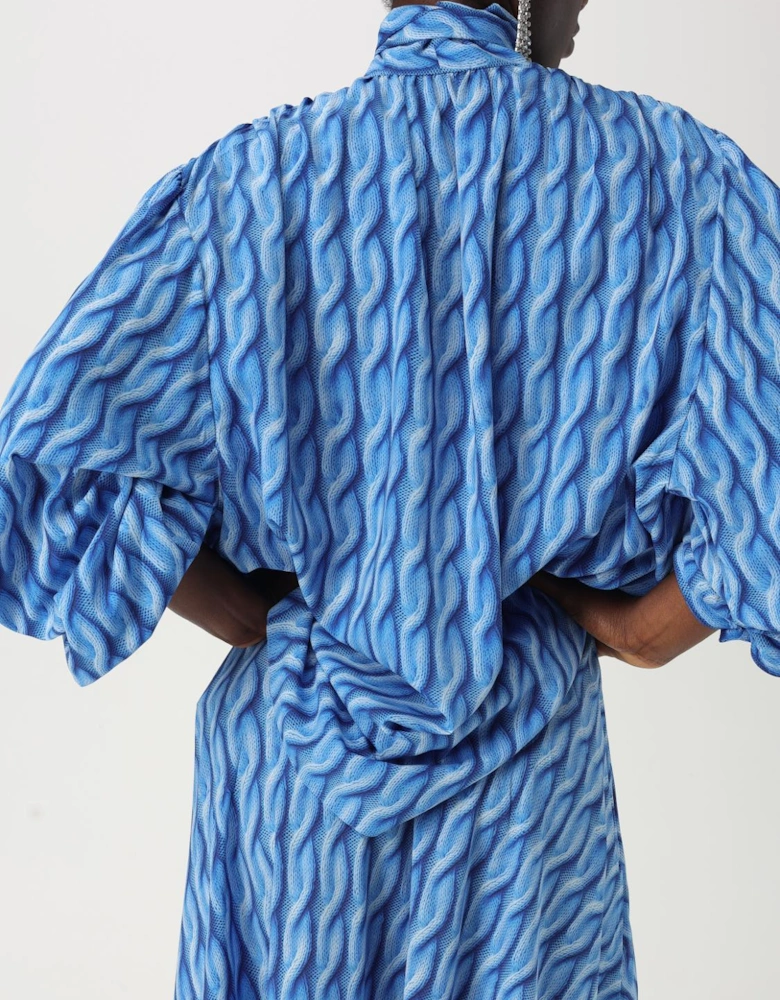 Printed Silk Midi Dress
