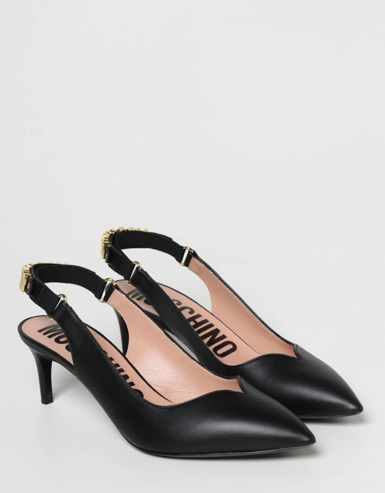 Leather Slingback Pumps Mid Heel