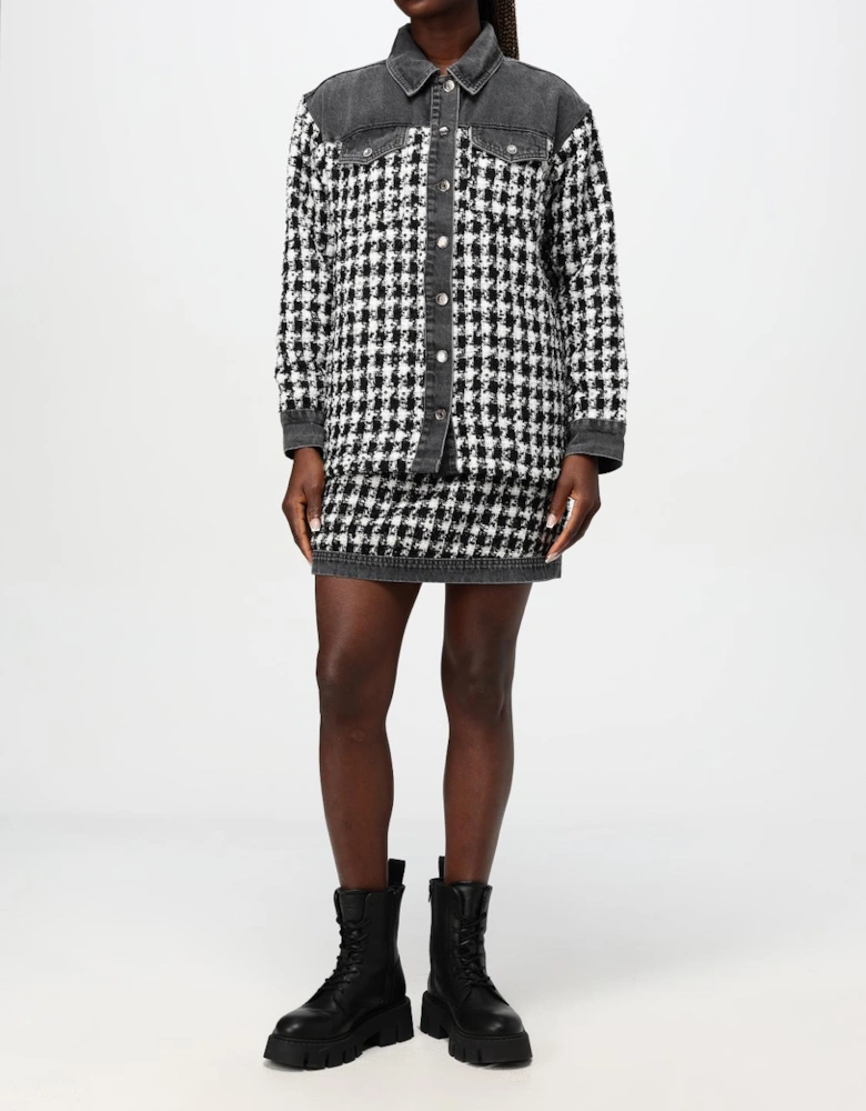 Mini Tweed Skirt Houndstooth Pattern