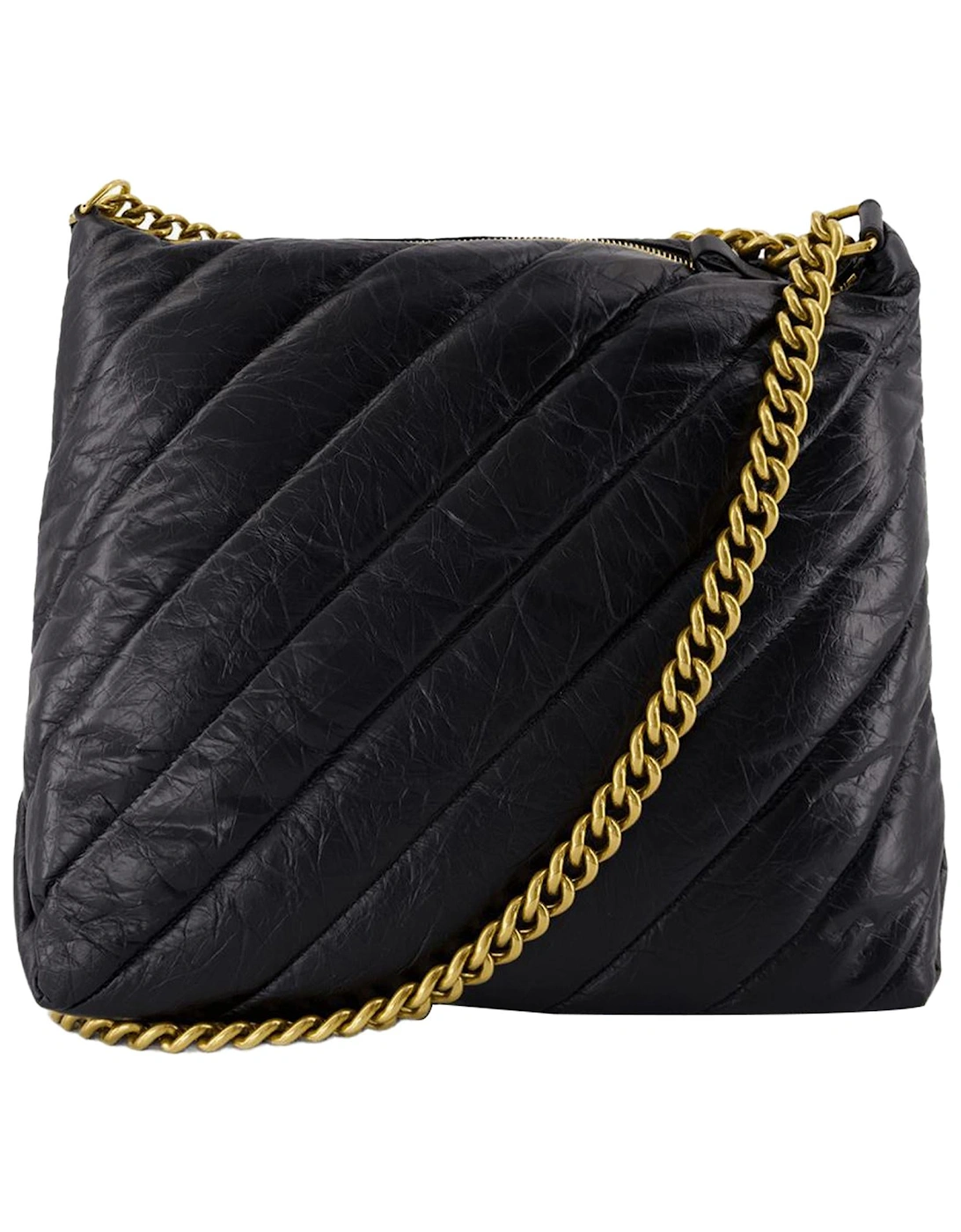 Quilted Crushed Calf Leather Shoulder Bag