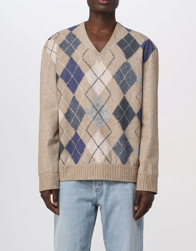 Argyle Pattern Knit Sweater