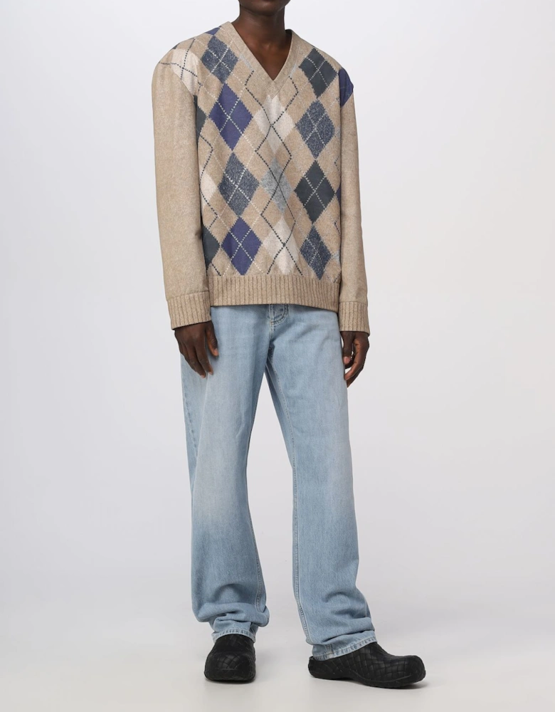 Argyle Pattern Knit Sweater