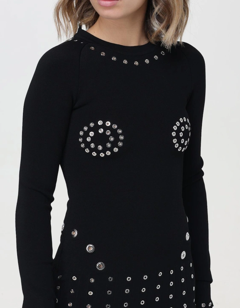 Knit Mini Dress Studded Detail