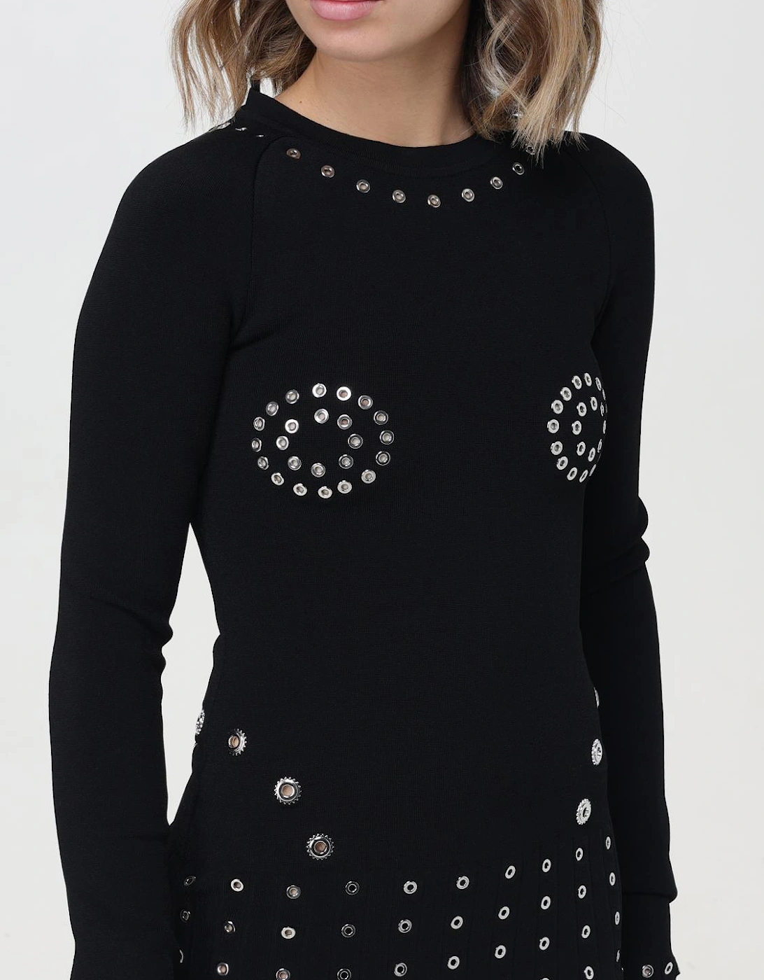 Knit Mini Dress Studded Detail