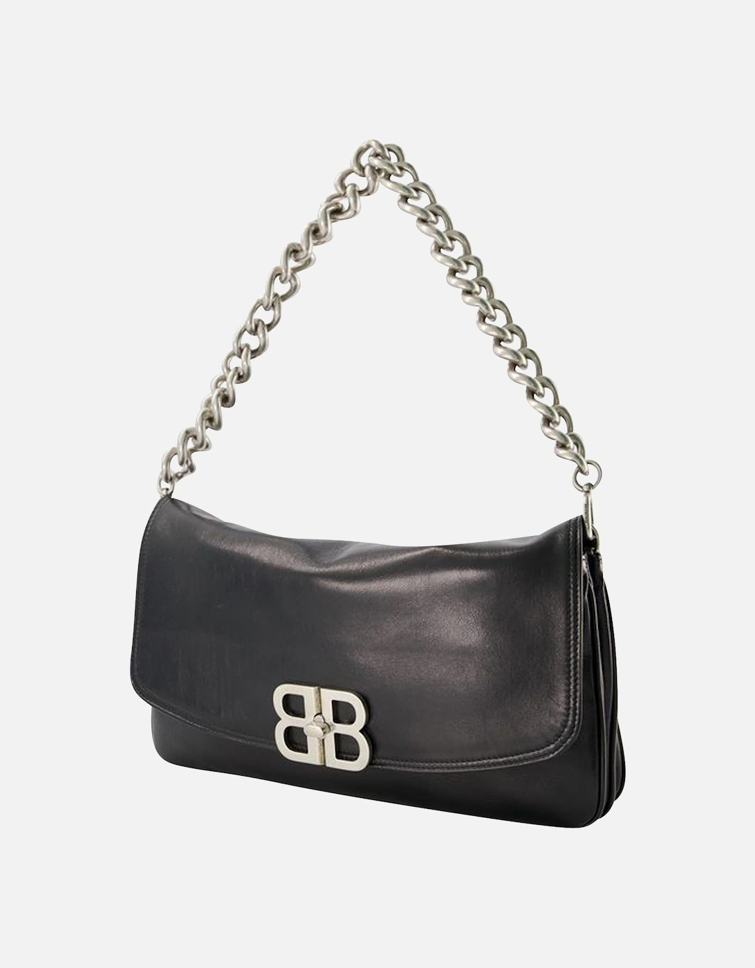 Soft Leather Flap Bag with Adjustable Strap - Magnetic Clasp - Interior Pocket
