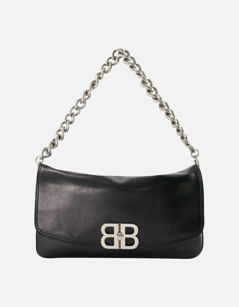 Soft Leather Flap Bag with Adjustable Strap - Magnetic Clasp - Interior Pocket