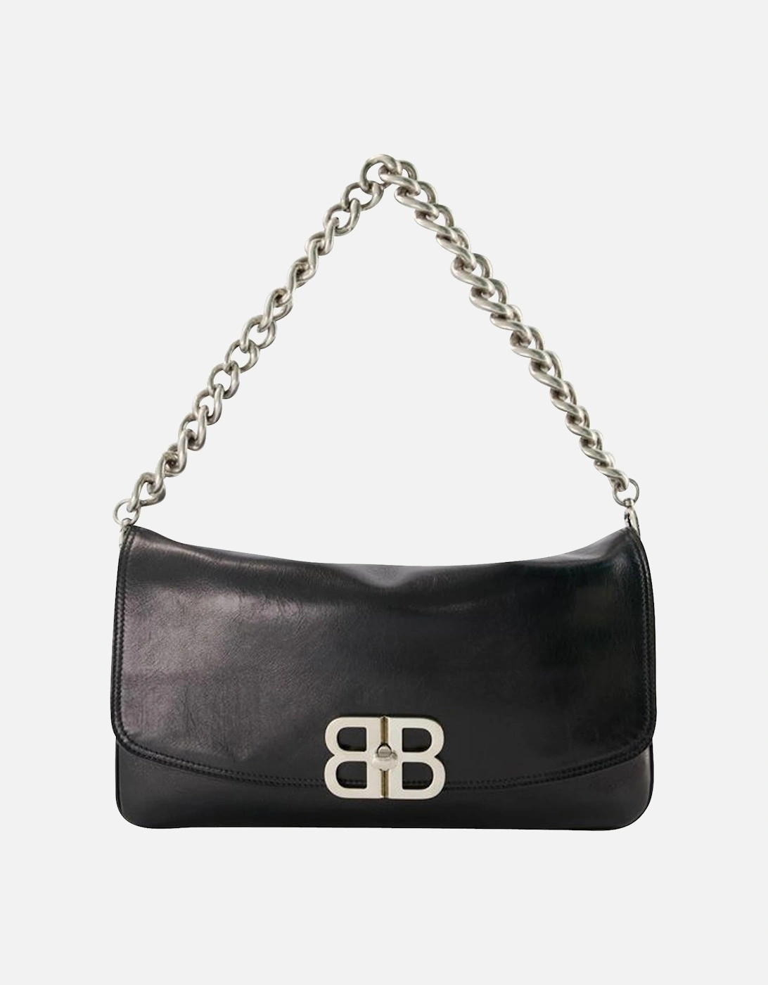 Soft Leather Flap Bag with Adjustable Strap - Magnetic Clasp - Interior Pocket