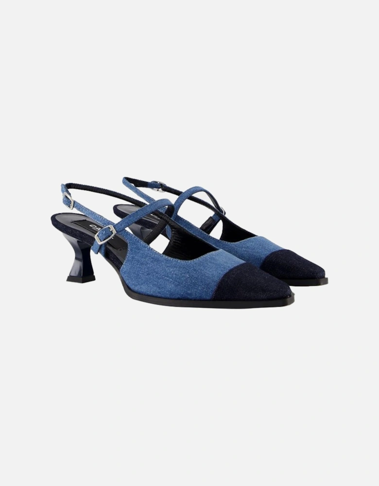 Cecile Cotton Pumps with Ankle Strap and Round Toe