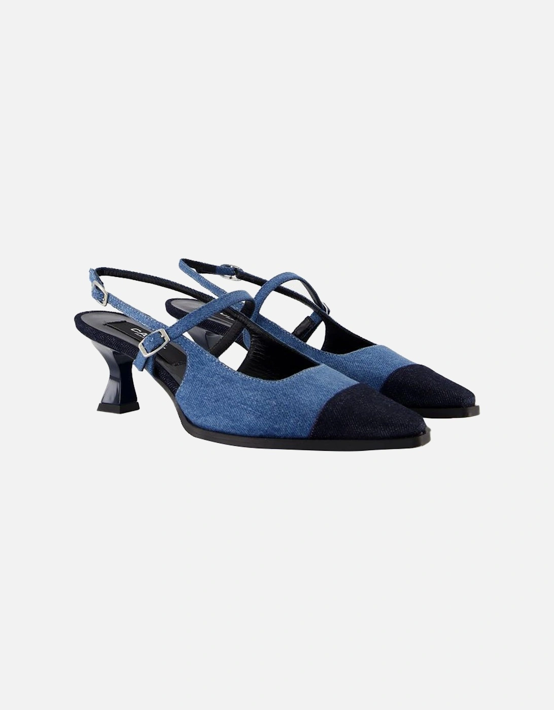 Cecile Cotton Pumps with Ankle Strap and Round Toe