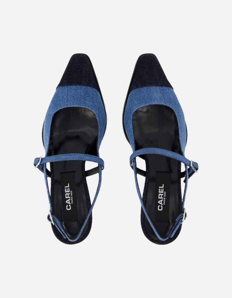 Cecile Cotton Pumps with Ankle Strap and Round Toe