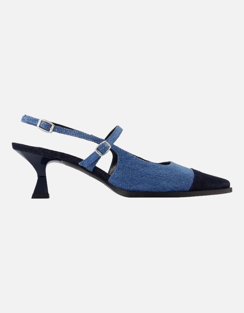 Cecile Cotton Pumps with Ankle Strap and Round Toe