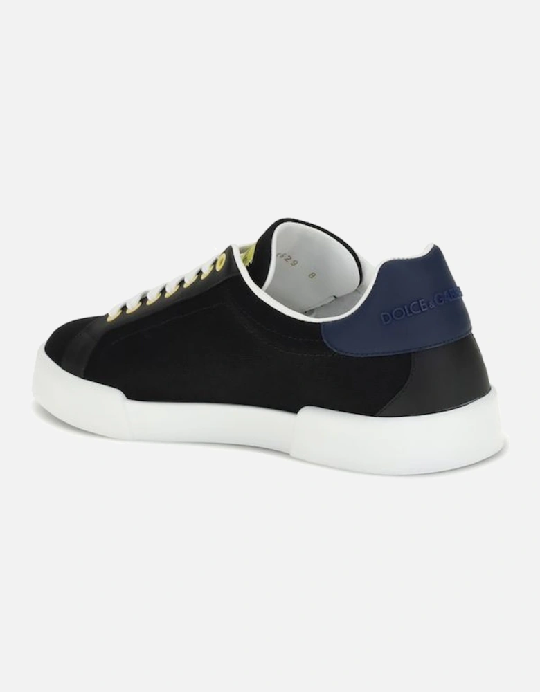 Leather Sneakers with Contrasting Logo and Lace-Up Closure