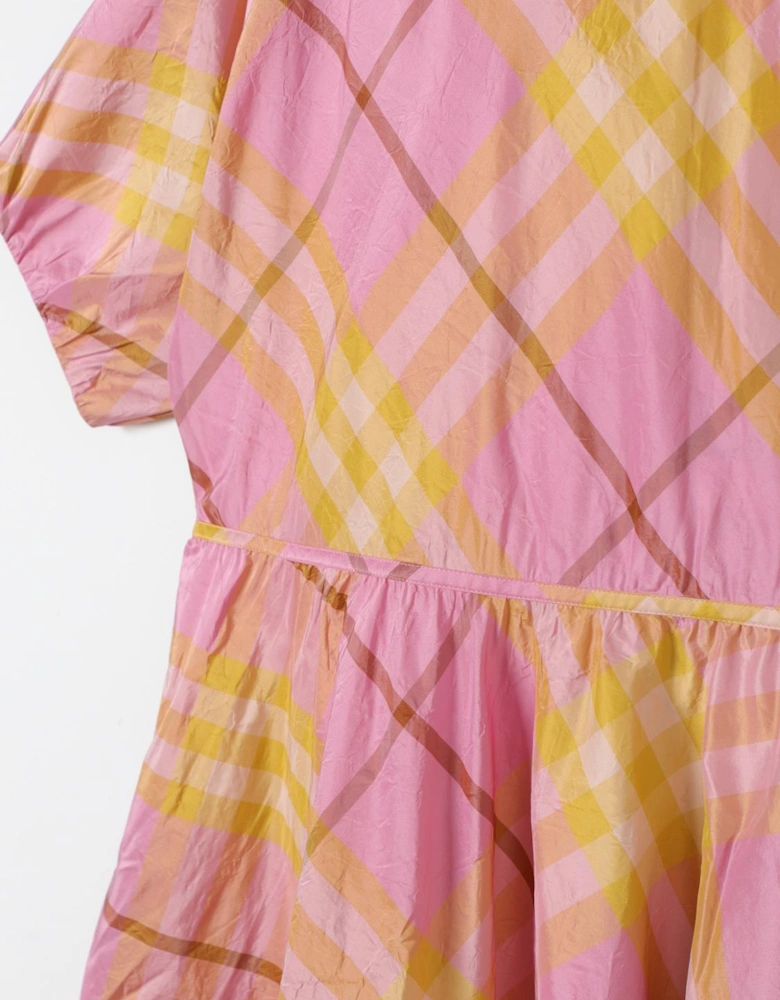 Silk ALine Plaid Dress