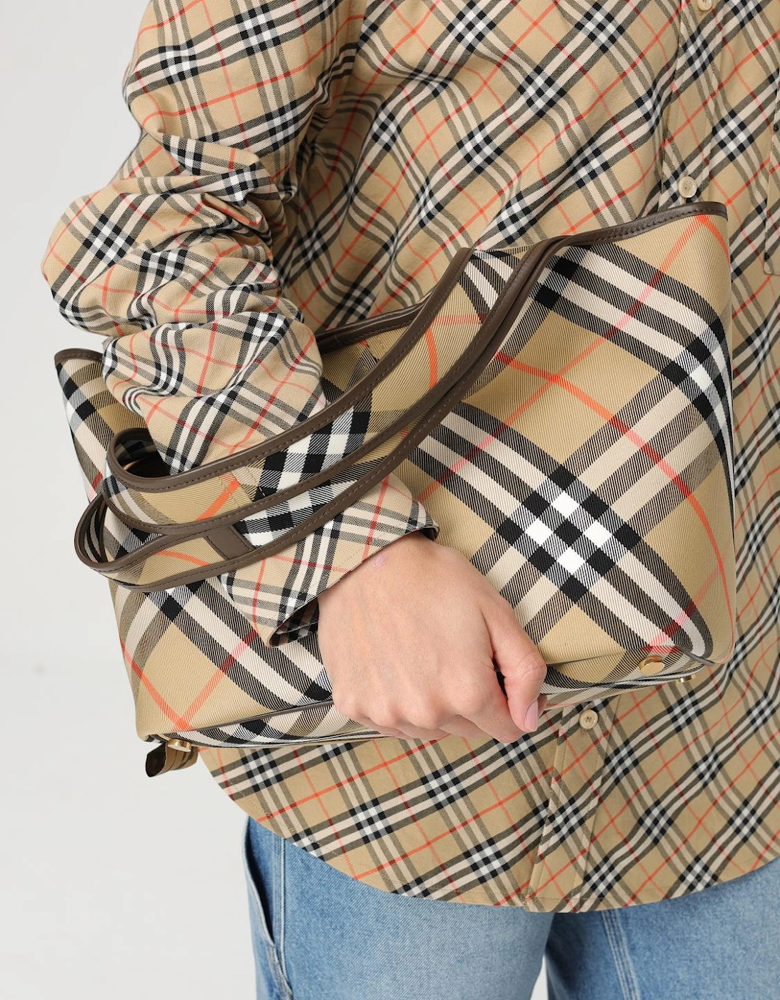 Check Print Tote Shoulder Bag