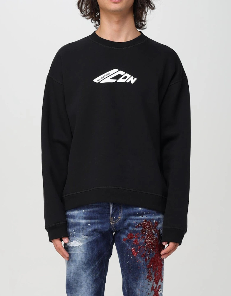 Icon Sweatshirt Black Cotton Crew Neck