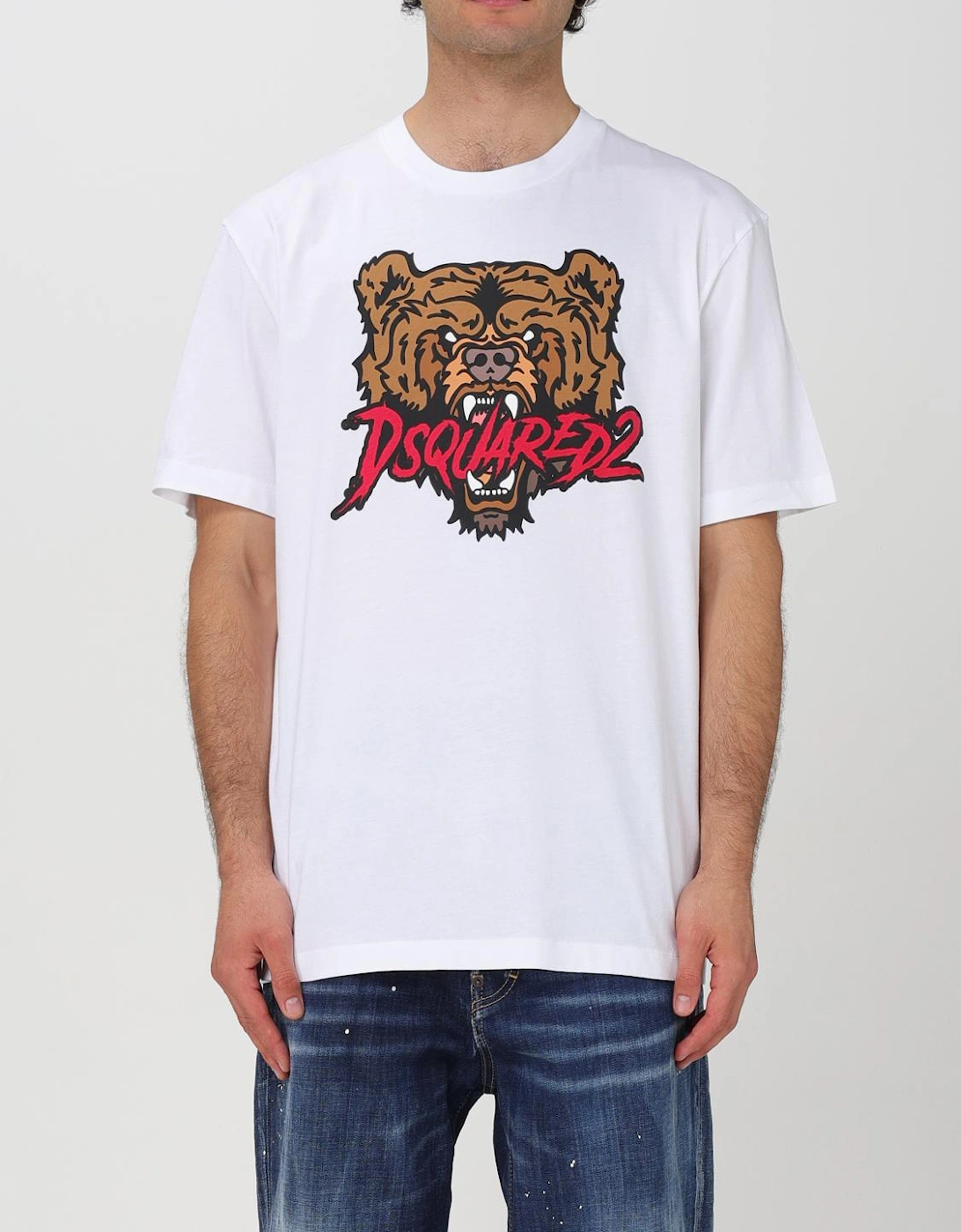 Bear Print Short Sleeve Crew Neck Tee
